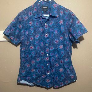 Men's Bonobos Slim Fit Short Sleeve Button Down Shirt Large Peacock